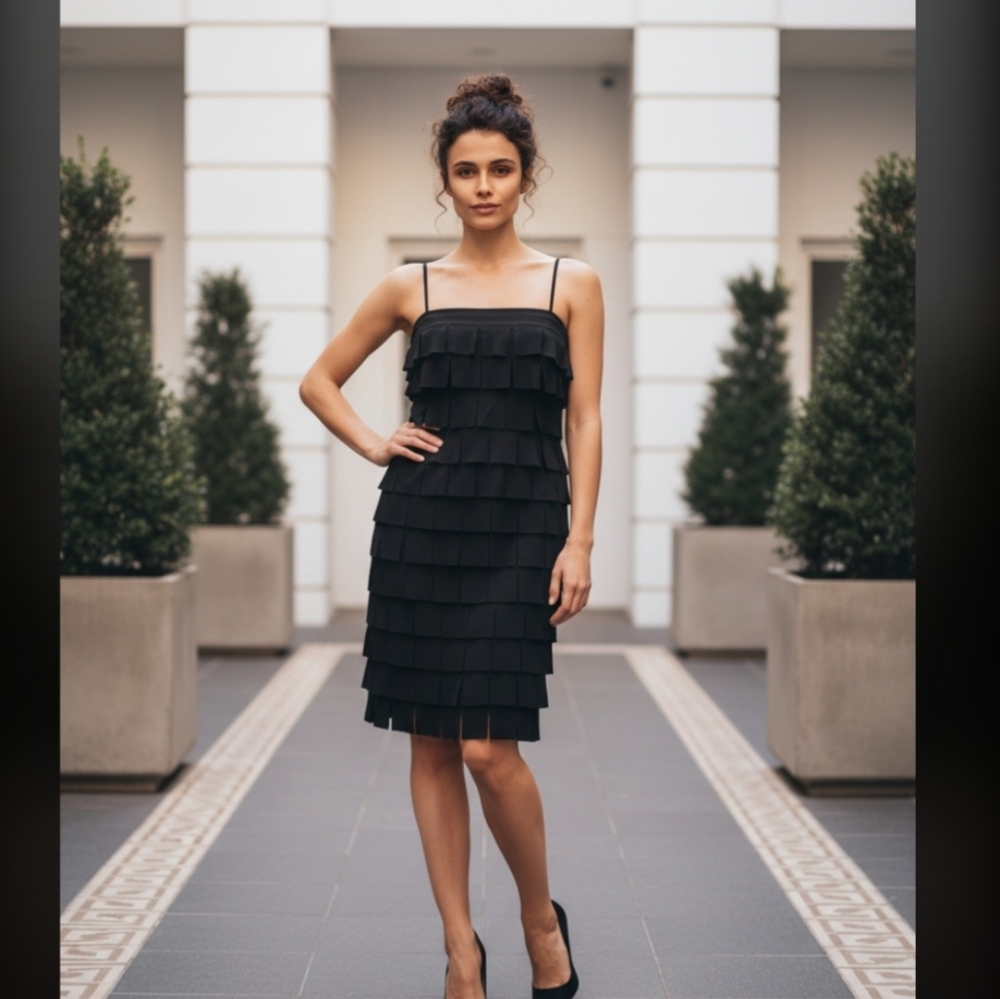 JS Collections Black Layered Mini Dress